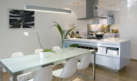 The kitchen of a residential rental suite